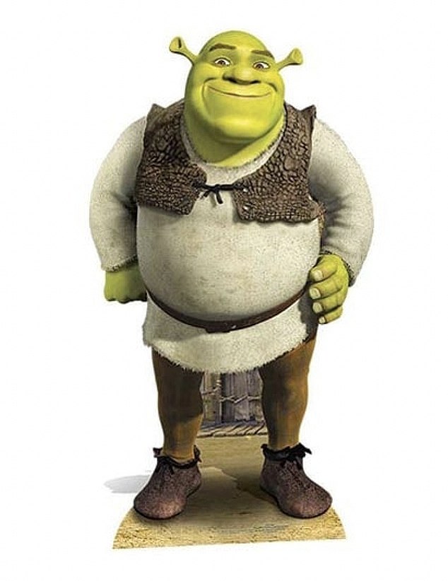 Pictured: A cardboard cutout of Shrek which can be purchased from the Tesco website.