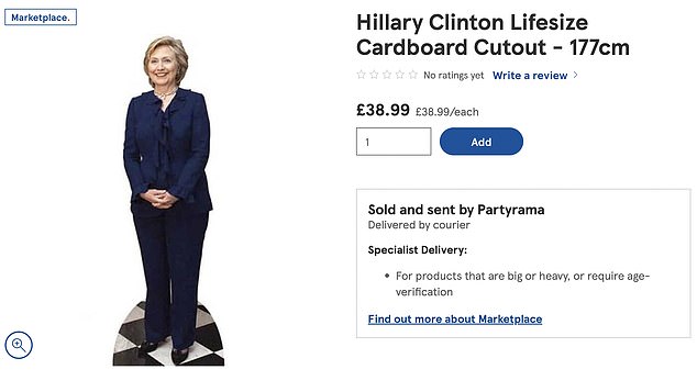 There are dozens of these stands available on Tesco's website, and shoppers can pick up cutouts of the homes of King Henry VIII and Boris Johnson, as well as Hillary Clinton.