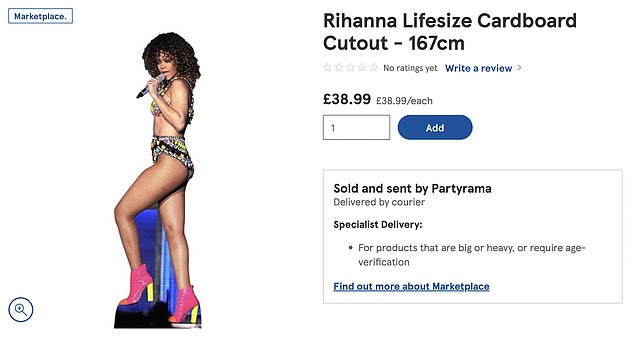 Shoppers were quick to notice the strange addition on Tesco's website and took to social media to share photos of the cutouts. In the photo: Rihanna.