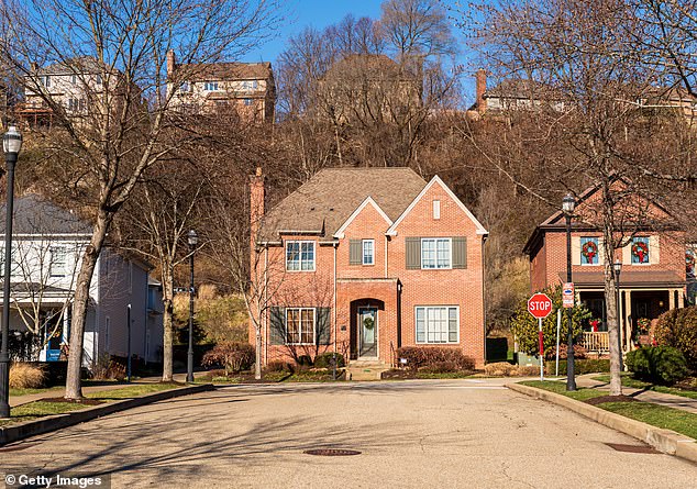 A house in the Summerset neighborhood of Pittsburgh on a sunny winter day