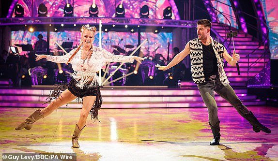 EMBARGOED UNTIL 2020 SATURDAY 12 OCTOBER For use only in the UK, Ireland or Benelux countries BBC photo of Tasha Ghouri and Aljaz Skorjanec, during the dress rehearsal for Saturday's Strictly Come Dancing show on BBC1. Photo date: Saturday October 12, 2024. PA Photo. See PA story SHOWBIZ Strictly. Photo credit should read: Guy Levy/BBC/PA Wire NOTE TO EDITORS: Not to be used more than 21 days after publication. You may use this image free of charge solely for the purpose of publishing or reporting on current BBC programming, staff or other BBC production or activity within 21 days of its broadcast. Any use after that time MUST be authorized through BBC Picture Publicity. Please credit the image to the BBC and any named freelance photographers or program makers, as described in the title.