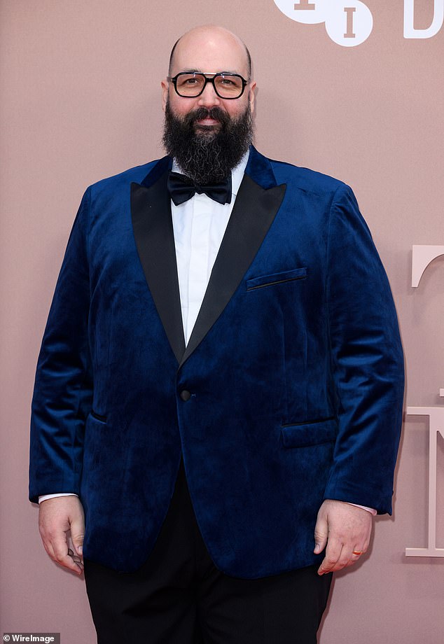 Actor Youssef Kerkour looked elegant in a blue velvet tuxedo