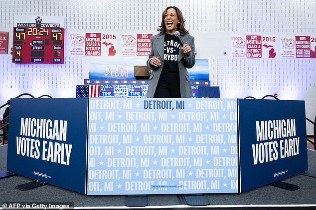 Harris urged her supporters to make an all-out effort to win on Election Day during her appearance in the Motor City.