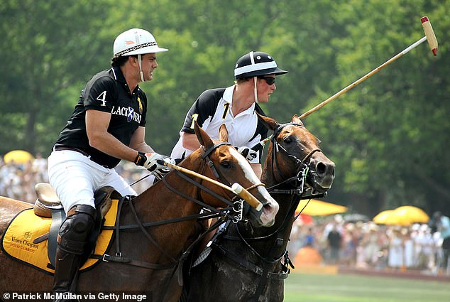 Royal connections: Gonzalo playing against Prince Harry in a polo match in New York in 2010