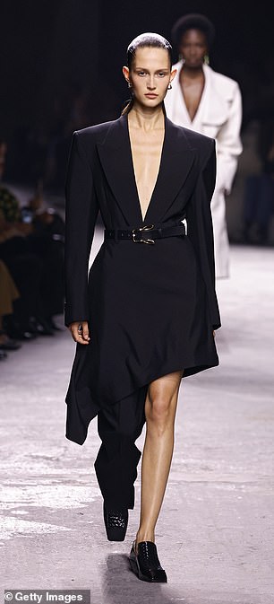 Italian brand Bottega Veneta also showed single-leg pants at its spring/summer 2025 womenswear show in Milan.