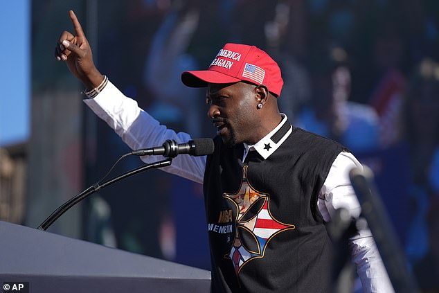 Former Pittsburgh Steeler Antonio Brown warmed up the crowd before Trump's arrival