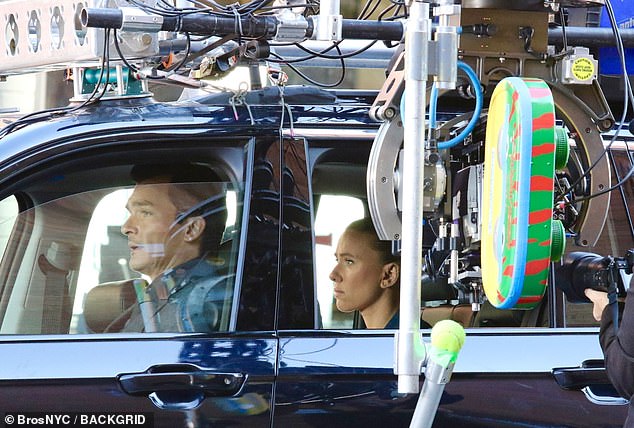 Johansson climbed into the back seat of the van for the scene, while Friend served as the driver.