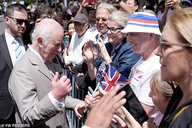 King Charles interacted with Australians waiting outside the church to meet the monarch.