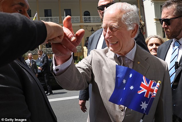 The King then greeted more Australians as he left the New South Wales Parliament House.