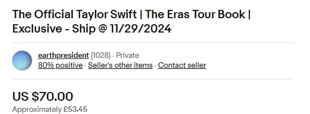 1729408955 895 Taylor Swifts Era Tour book is now on eBay for