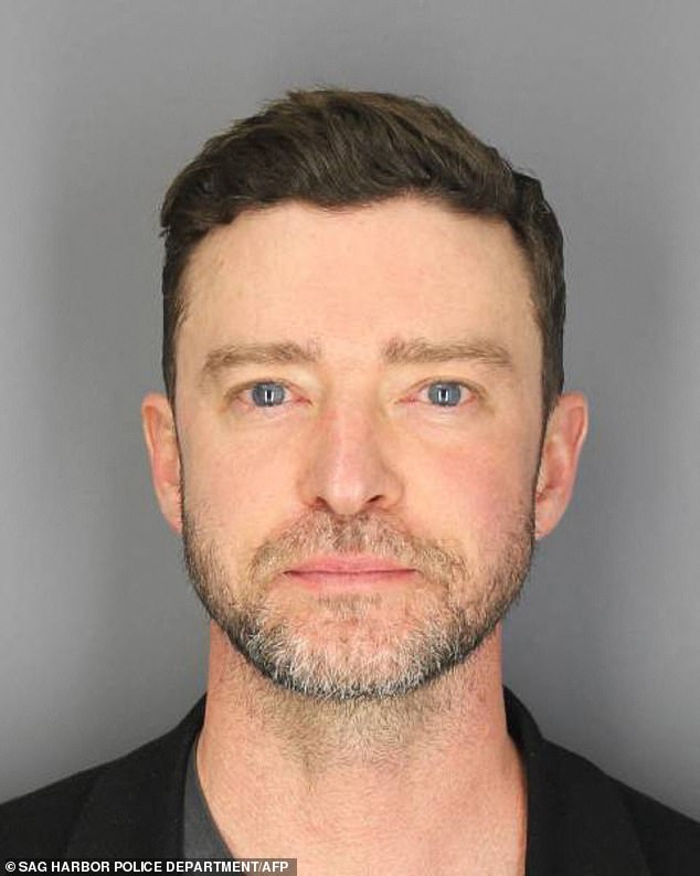 Timberlake photographed in a mugshot after his arrest on June 18 in Sag Harbor, New York.