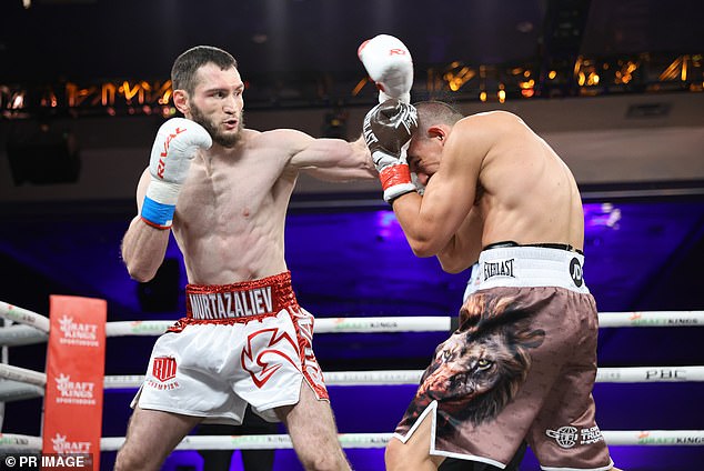 The Australian (right) was outclassed in three rounds by Bakhram Murtazaliev during the fight.