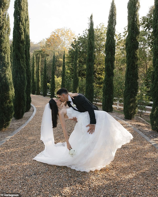 The couple, who announced their engagement last year, tied the knot in a lavish ceremony in southeast Queensland.