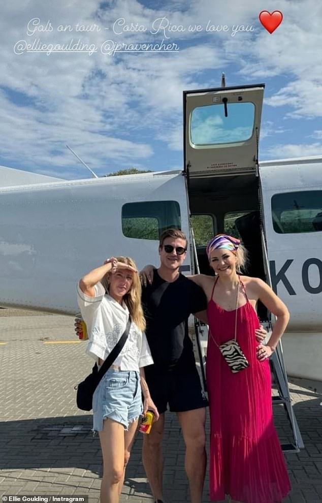 Ellie was photographed living it up in Costa Rica while enjoying a winter getaway with friends on the trip where she met the handsome surf instructor who she would visit at least six more times.