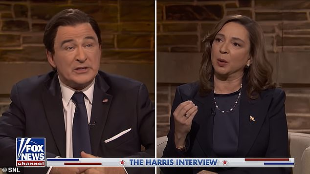 However, he seemed to be in great spirits as he took on the character of a Fox News host who recently interviewed Kamala Harris, played by Maya Rudolph.