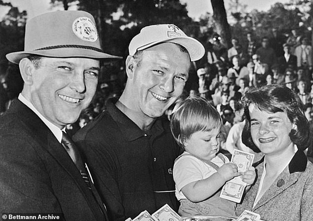 Peg Palmer (second right) is pictured with her parents Arnold (second left) and Winnie in 1957.