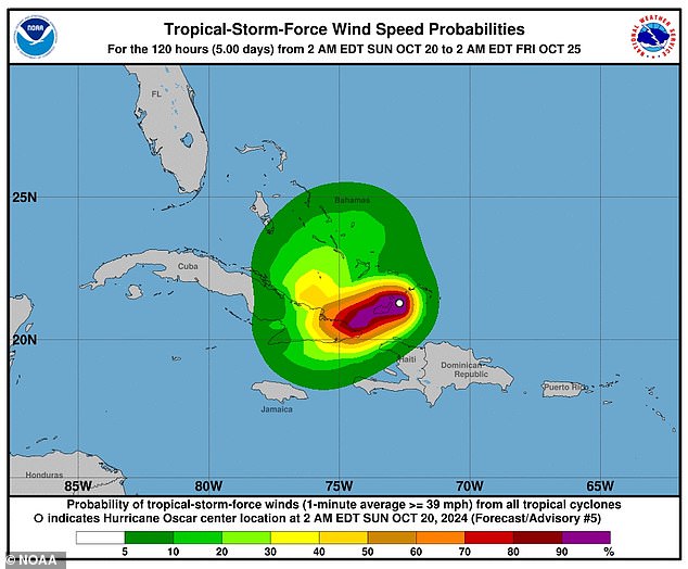 The hurricane is expected to bring about ten inches of rain and possibly raise ocean levels by four feet in eastern Cuba.