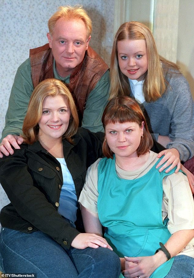 Jones became a household name after hitting the cobbles as the foul-mouthed Les, head of the equally rude Battersby family - his wife Janice (pictured) and their troublesome teenage daughters, Leanne and Toyah - in 1997.