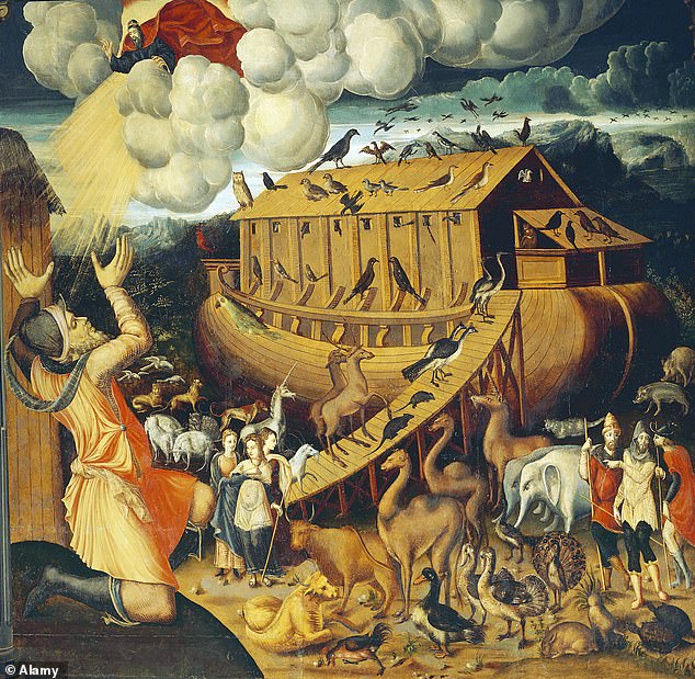 In the Bible, God orders Noah to build a huge ship, the ark, capable of saving himself, his family, and a representation of the animals of the world.