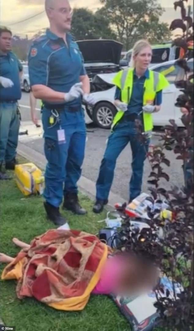 A mother and daughter (pictured) were treated by paramedics at the scene of Mam's accident, but no one was seriously injured.