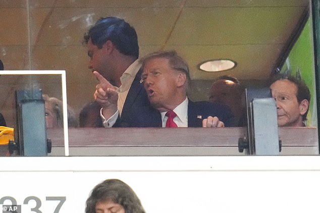 Trump watched the first half of an NFL football game between the Pittsburgh Steelers and the New York Jets in Pittsburgh.