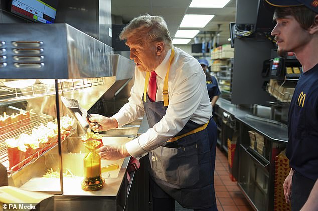 Earlier on Sunday, Trump took over the fry station at a McDonald's in Pennsylvania before hosting an impromptu press conference.