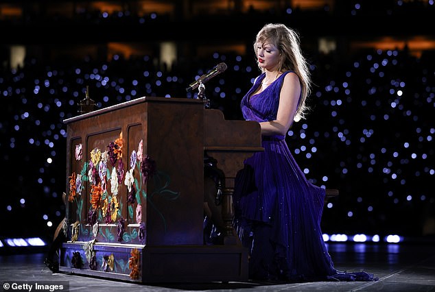 Swift sat at the piano and played her 2008 song White Horse, which contains the lyrics 