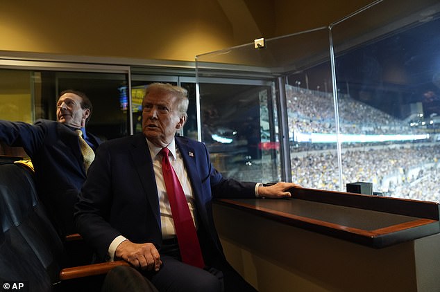 He flew to Pittsburgh on Sunday after a rally in Lancaster to catch some NFL action.