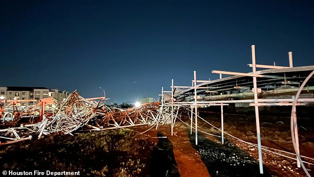 The accident took place in Houston's 2nd Ward, near Engelke Street and North Ennis Street, just before 8 p.m. Sunday, toppling the tower, according to Mayor John Whitmire.