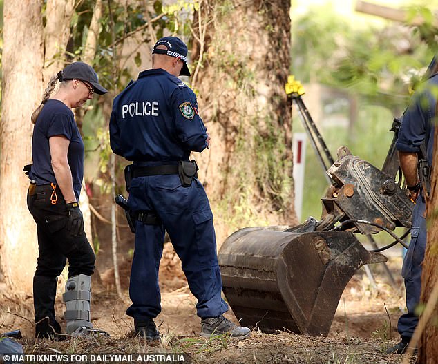 William's adoptive mother accused New South Wales Police (pictured searching Kendall's property in 2021) of letting her kidnapper escape while he was busy 