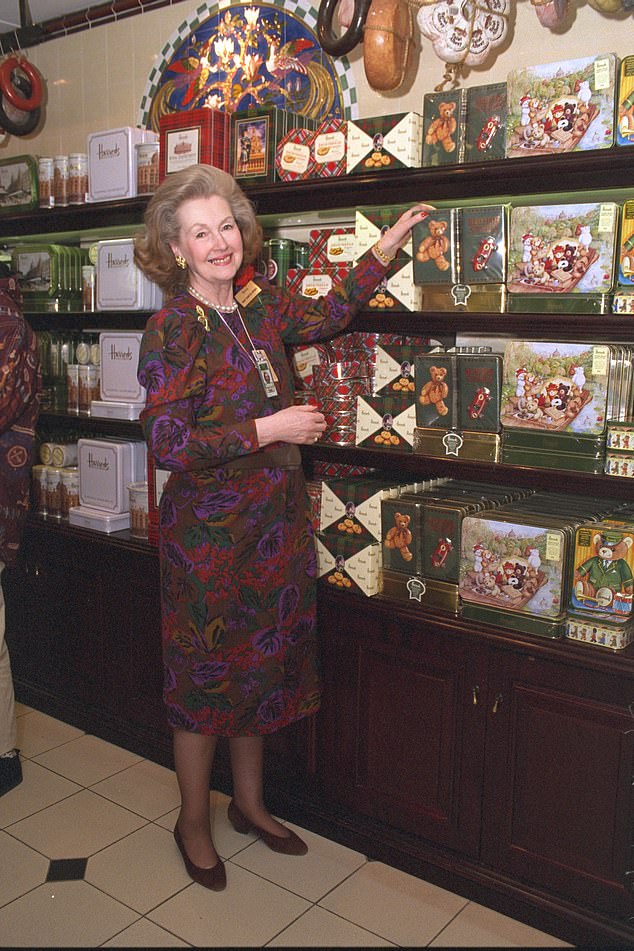 The Countess working in a Harrods store in Terminal 3 at Heathrow Airport in 1997