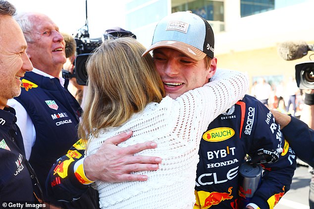 Geri was seen congratulating Red Bull's third-place finisher Max Verstappen while giving him a hug.