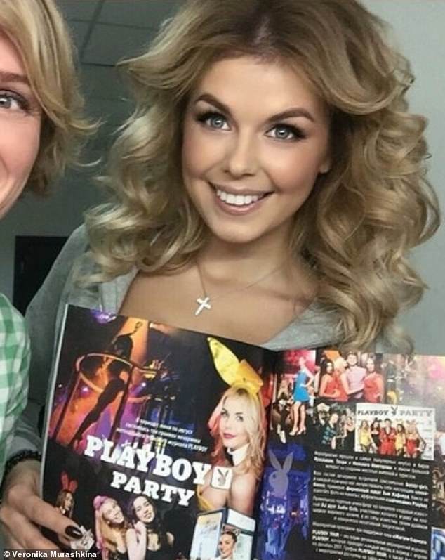 Veronika showed her photo in Playboy magazine in the photo above.