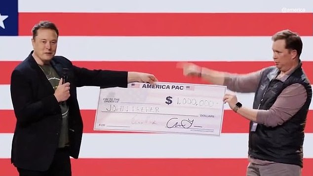 Elon Musk Gives Pennsylvania Supporter John Dreher a Million Dollar Check