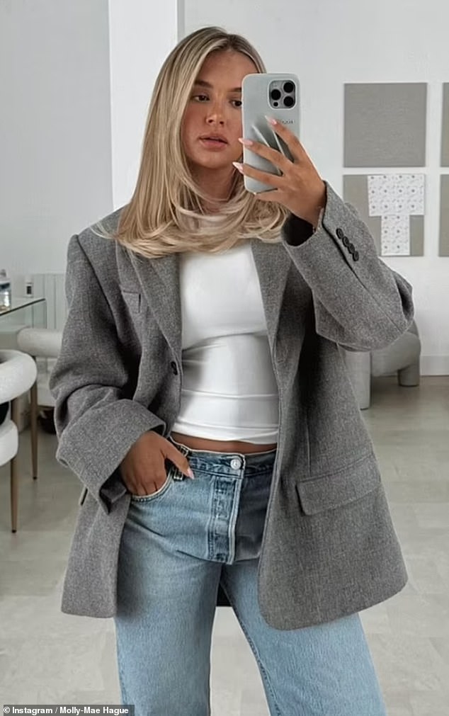 Molly-Mae showed off her new line in June and posted an image on her Instagram profile wearing the jacket.