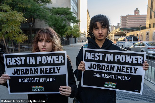 Protesters showed up at Manhattan Criminal Court ahead of Penny's trial on Monday.