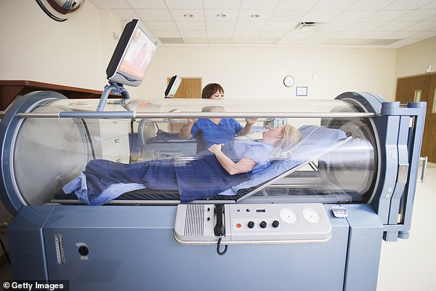 The women will sit in the hyperbaric chamber for 90 minutes straight, five days a week for eight weeks, breathing pure oxygen.