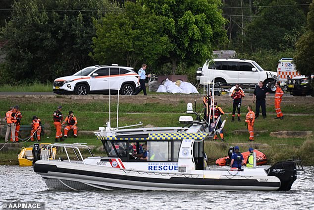 Emergency services rushed to the boat ramp at Shearer Park off Hollywood Drive, Lansvale, on the Georges River, following reports that a woman and two children were in the water 