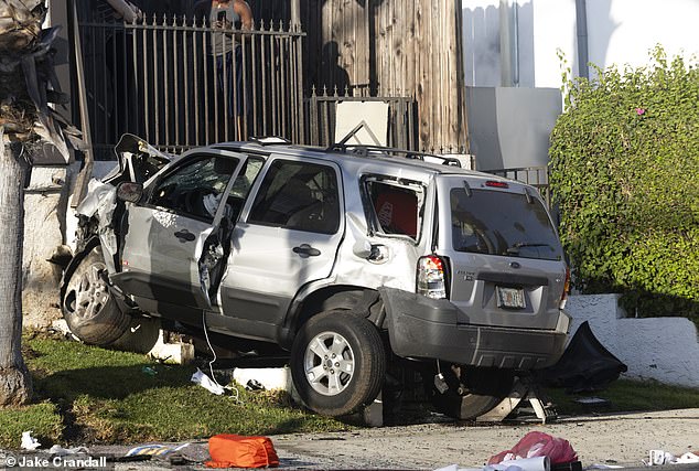 The car driven by Bruno appears in the photo after the terrible accident on October 10.