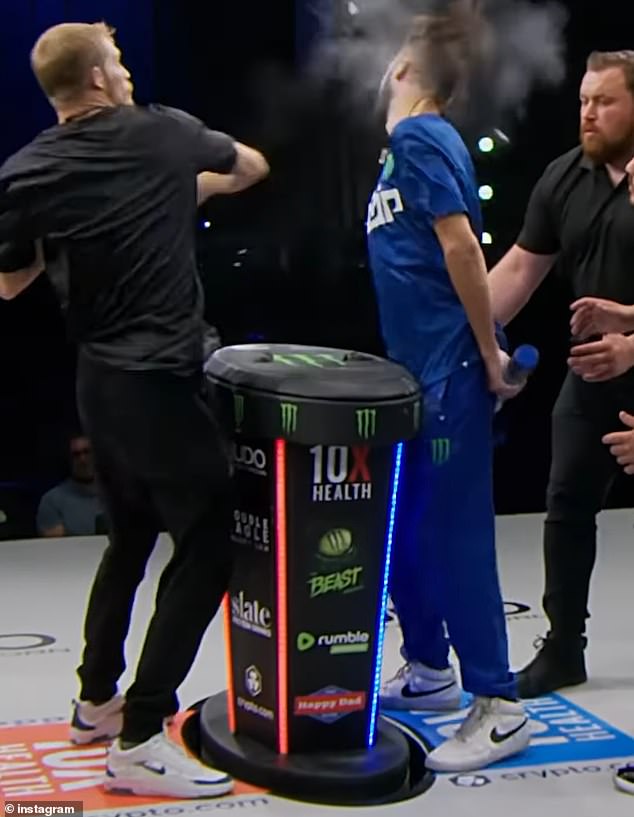 In Power Slap, contestants must stand on a box with their hands behind their back while their opponent slaps them.