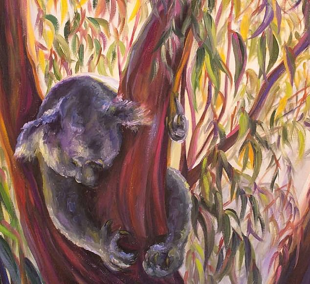 When painting eucalyptus bark, Antico said the tubes of paint flew and the result was a multi-colored tree with shades of purple, red, orange, blue and yellow.