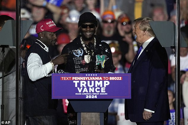 Bell joined his former teammate Antonio Brown at a Donald Trump rally in Pennsylvania on Saturday.