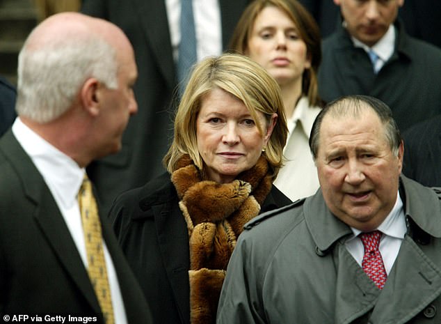 Martha spent five months in prison in 2004 after being found guilty of charges including conspiracy and obstruction of justice related to the stock sale; pictured leaving court