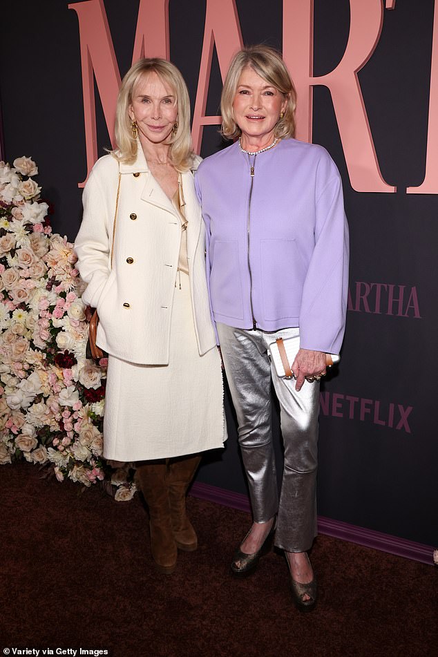 She was joined by Sting's wife Trudie Styler, 70, who cut an elegant figure in a cream coat and skirt.