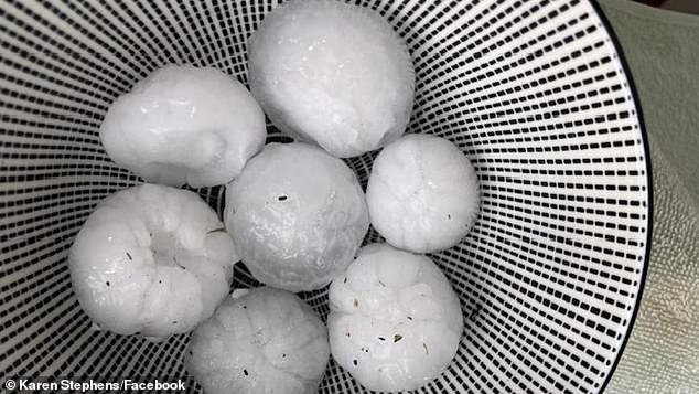 The hailstones were reported to range from the size of golf balls to tennis balls.