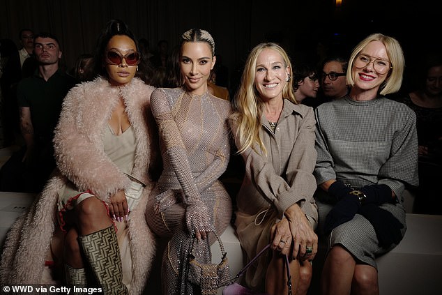 Lala Anthony, Kim Kardashian, Srah Jessica Parker and Naomi Watts front row at the Fendi Spring 2023 fashion show in New York City in September 2022