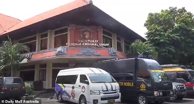 Olarenshaw is being held at the Bali Police Detention and Evidence Directorate (above), along with Melbourne couple Michael and Lynley Le Grand, who were arrested separately for alleged prostitution at Pink Palace Spa.