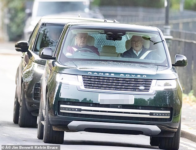 The Prince drives his Range Rover and is accompanied by members of his security team, privately funded by King Charles.