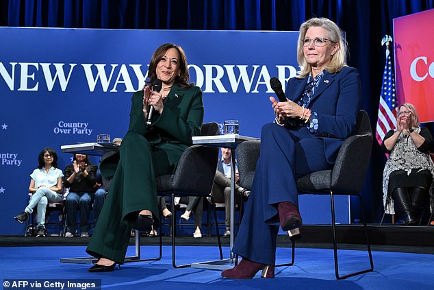 The Democratic vice president and former conservative Republican lawmaker held a series of events in battleground states on Tuesday, including one in Royal Oak, Michigan, as Harris seeks to win over Republicans to help her in a tight race for the White House.