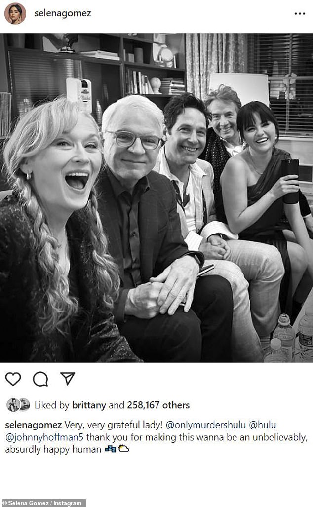 Meryl with her OMITB co-stars in a post by Selena Gomez